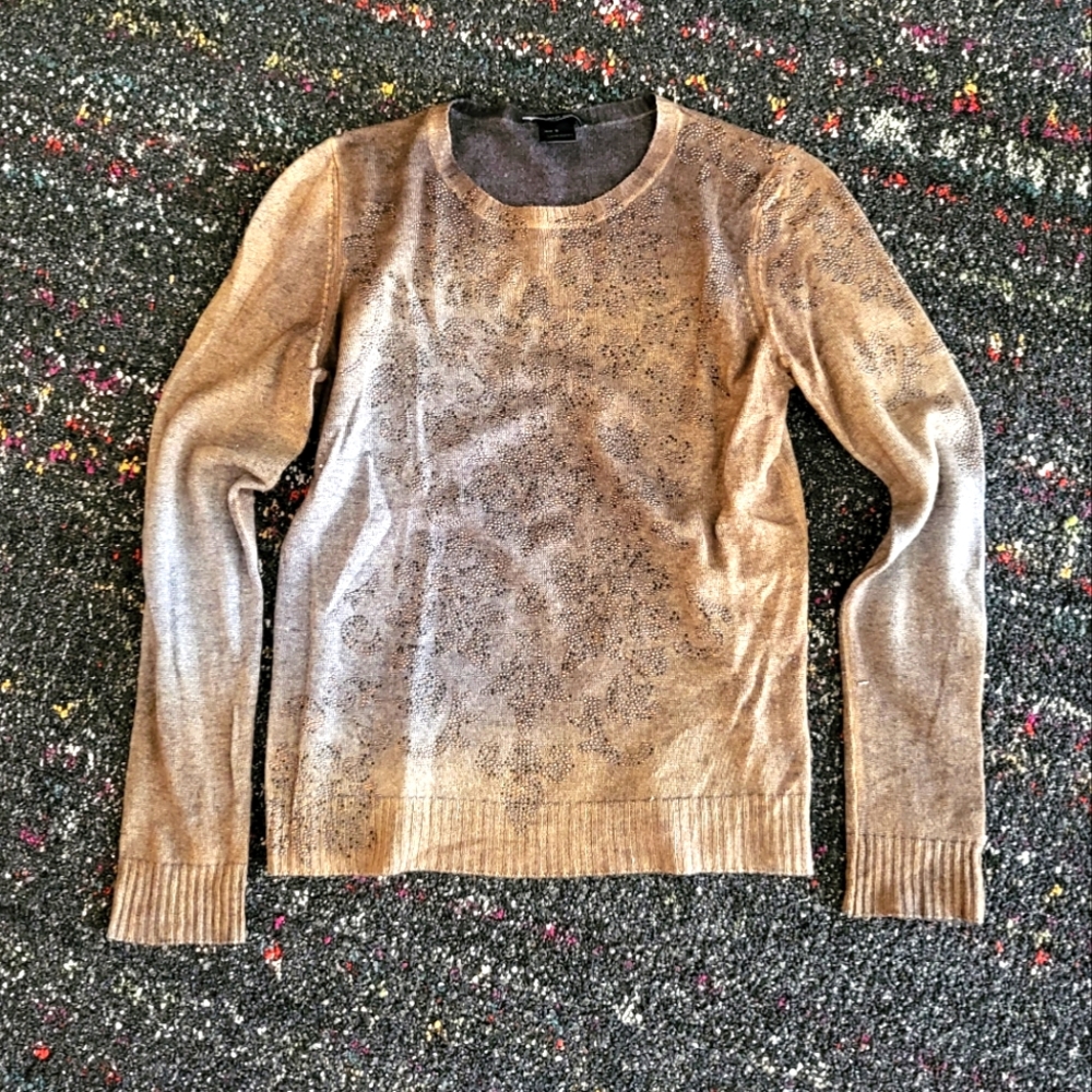 Avant Toi hand painted beaded brown sweater sz S